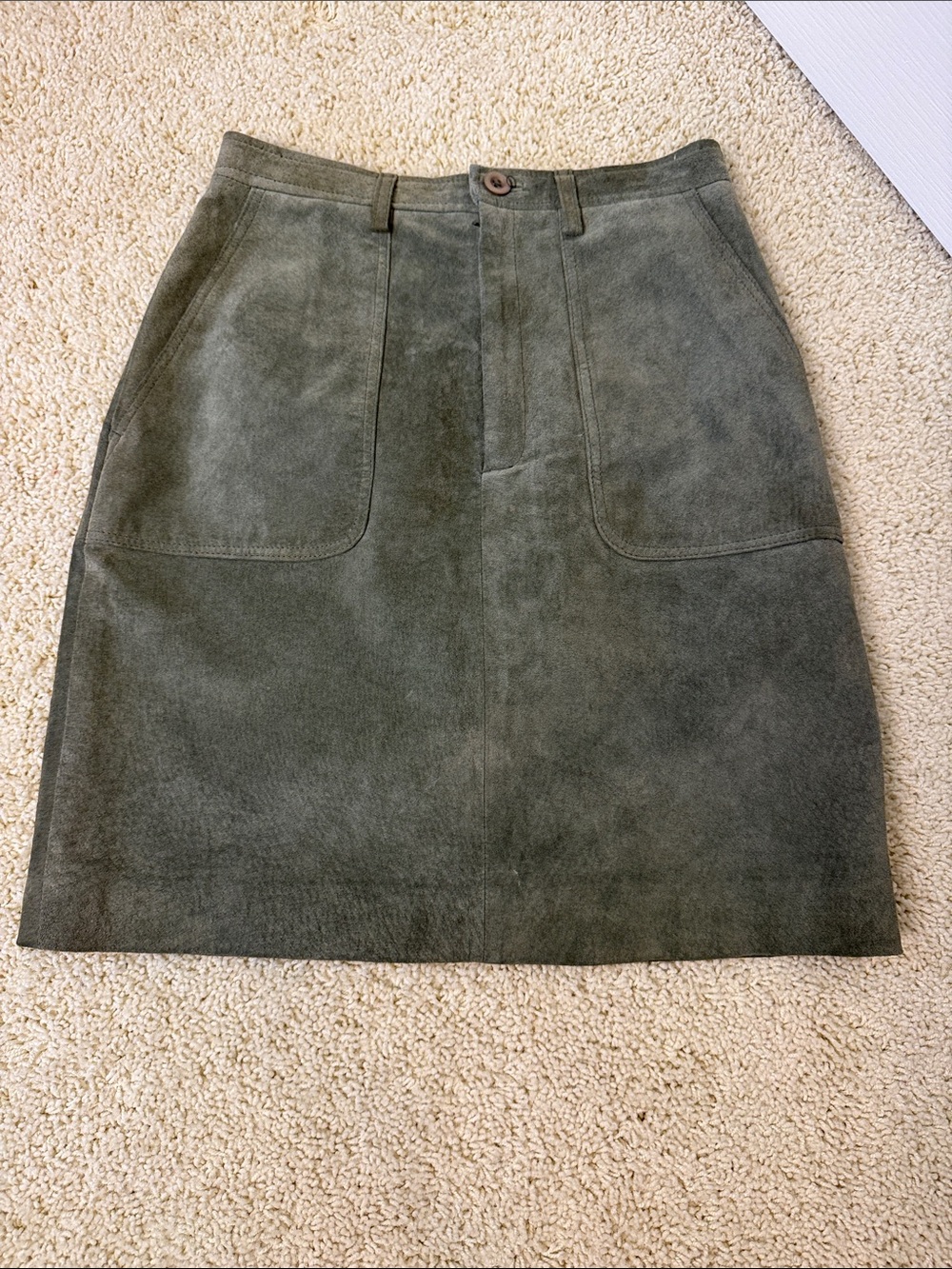 High Sierra Olive Green Suede Mini Skirt